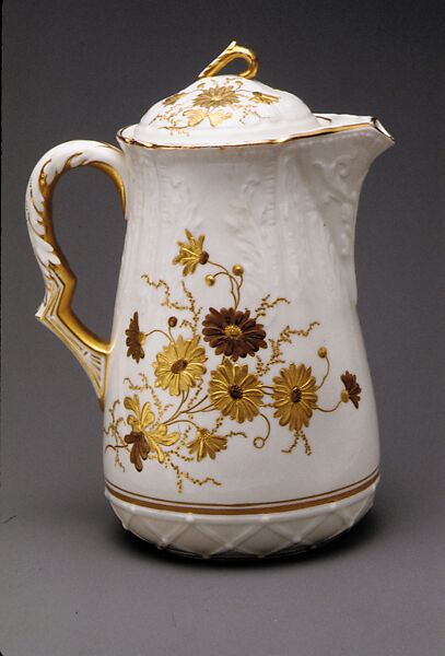 Chocolate pot, Knowles, Taylor, and Knowles (1870–1929), Porcelain, American