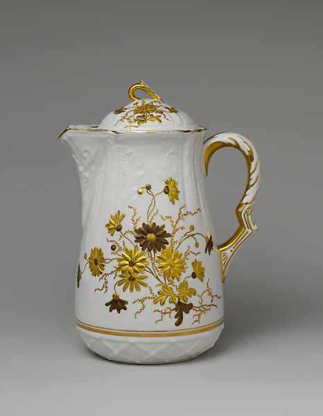 Chocolate pot, Knowles, Taylor, and Knowles (1870–1929), Porcelain, American 