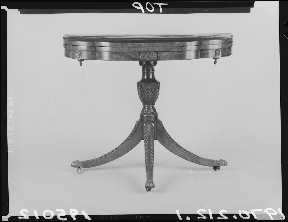 Card Table, Attributed to Michael Allison (1773–1855), Mahogany, white pine, American 