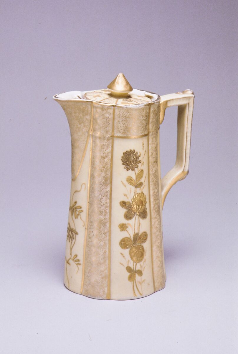 Chocolate Pot, New England Pottery Company (1876–1914), Porcelain, American 
