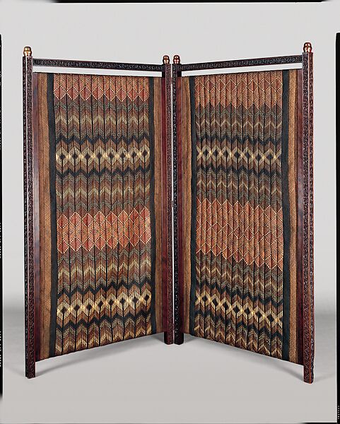 Screen, Designed by Lockwood de Forest (American, New York 1850–1932 Santa Barbara, California), Teak, plaited matting, mixed metals, American