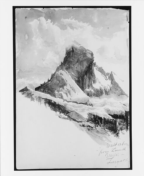 Matterhorn from Zmutt Glacier, Zermatt, recto (from "Splendid Mountain Watercolours" Sketchbook), John Singer Sargent (American, Florence 1856–1925 London), Watercolor and graphite on off-white wove paper, American 