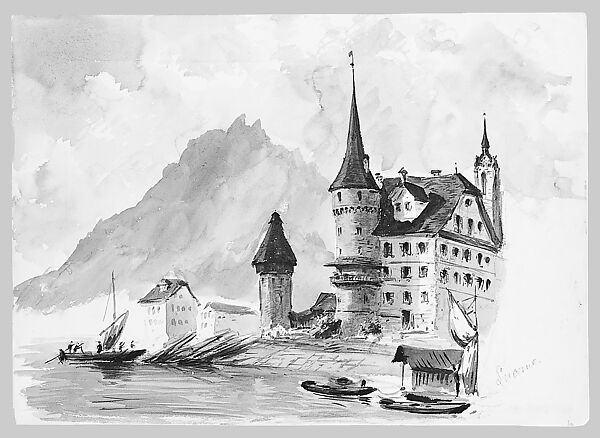 Matterhorn from Zmutt Glacier, Zermatt, recto (from "Splendid Mountain Watercolours" Sketchbook), John Singer Sargent (American, Florence 1856–1925 London), Watercolor and graphite on off-white wove paper, American