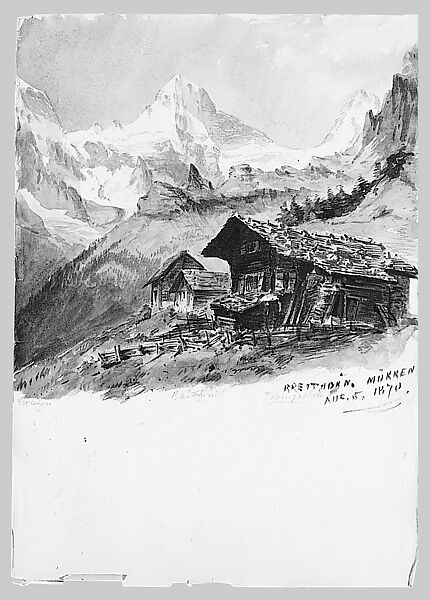 Matterhorn from Zmutt Glacier, Zermatt, recto (from "Splendid Mountain Watercolours" Sketchbook), John Singer Sargent (American, Florence 1856–1925 London), Watercolor and graphite on off-white wove paper, American