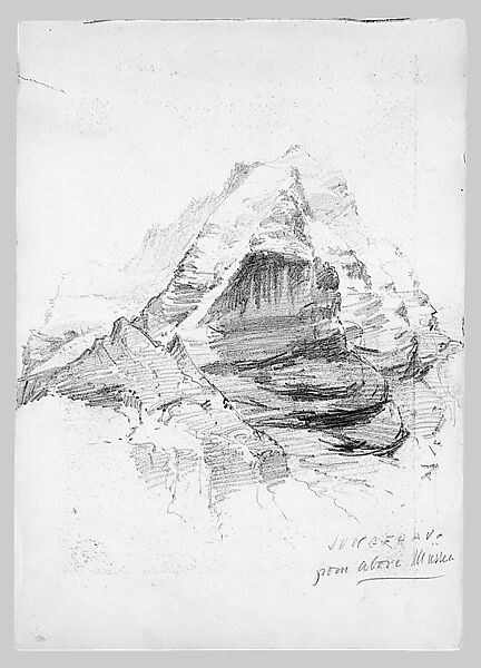 Matterhorn from Zmutt Glacier, Zermatt, recto (from "Splendid Mountain Watercolours" Sketchbook), John Singer Sargent (American, Florence 1856–1925 London), Watercolor and graphite on off-white wove paper, American