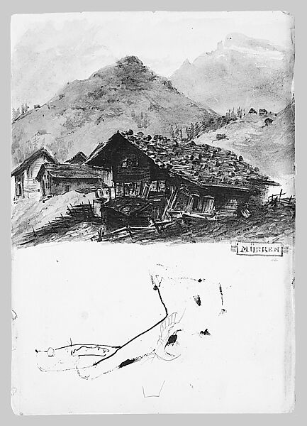 Matterhorn from Zmutt Glacier, Zermatt, recto (from "Splendid Mountain Watercolours" Sketchbook), John Singer Sargent (American, Florence 1856–1925 London), Watercolor and graphite on off-white wove paper, American