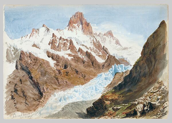 Matterhorn from Zmutt Glacier, Zermatt, recto (from "Splendid Mountain Watercolours" Sketchbook), John Singer Sargent (American, Florence 1856–1925 London), Watercolor and graphite on off-white wove paper, American