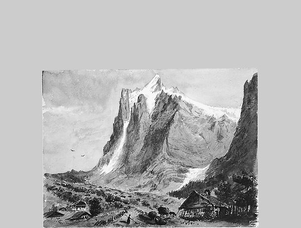 Matterhorn from Zmutt Glacier, Zermatt, recto (from "Splendid Mountain Watercolours" Sketchbook), John Singer Sargent (American, Florence 1856–1925 London), Watercolor and graphite on off-white wove paper, American