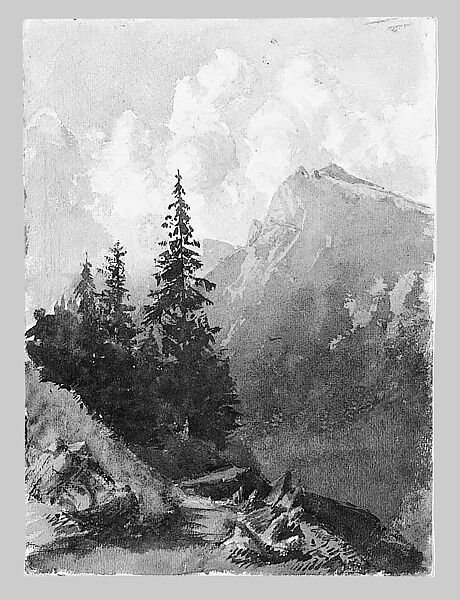 Matterhorn from Zmutt Glacier, Zermatt, recto (from "Splendid Mountain Watercolours" Sketchbook), John Singer Sargent (American, Florence 1856–1925 London), Watercolor and graphite on off-white wove paper, American