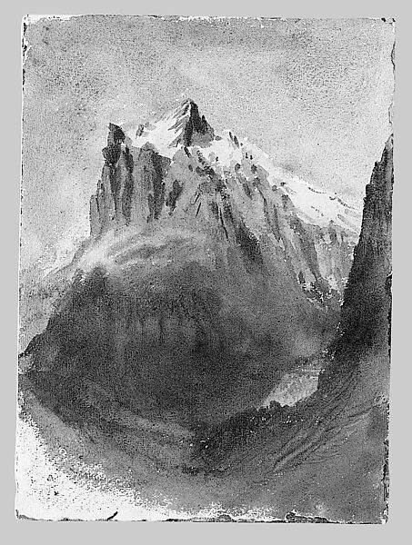 Matterhorn from Zmutt Glacier, Zermatt, recto (from "Splendid Mountain Watercolours" Sketchbook), John Singer Sargent (American, Florence 1856–1925 London), Watercolor and graphite on off-white wove paper, American