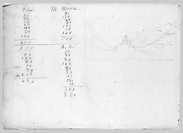 Matterhorn from Zmutt Glacier, Zermatt, recto (from "Splendid Mountain Watercolours" Sketchbook), John Singer Sargent (American, Florence 1856–1925 London), Watercolor and graphite on off-white wove paper, American