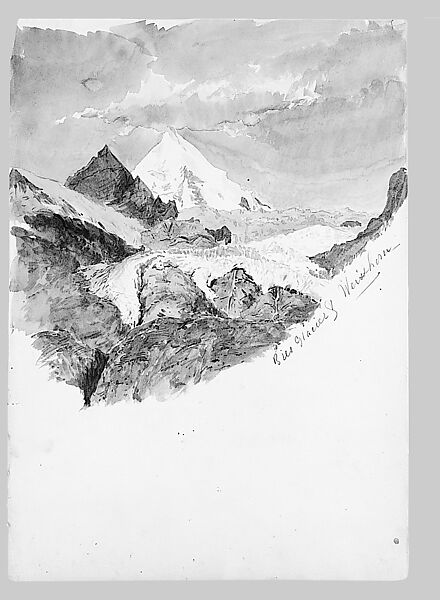 Matterhorn from Zmutt Glacier, Zermatt, recto (from "Splendid Mountain Watercolours" Sketchbook), John Singer Sargent (American, Florence 1856–1925 London), Watercolor and graphite on off-white wove paper, American