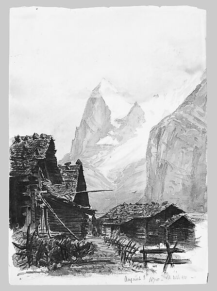 Matterhorn from Zmutt Glacier, Zermatt, recto (from "Splendid Mountain Watercolours" Sketchbook), John Singer Sargent (American, Florence 1856–1925 London), Watercolor and graphite on off-white wove paper, American