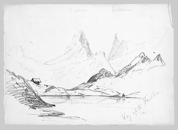 Matterhorn from Zmutt Glacier, Zermatt, recto (from "Splendid Mountain Watercolours" Sketchbook), John Singer Sargent (American, Florence 1856–1925 London), Watercolor and graphite on off-white wove paper, American