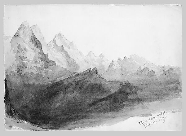 Matterhorn from Zmutt Glacier, Zermatt, recto (from "Splendid Mountain Watercolours" Sketchbook), John Singer Sargent (American, Florence 1856–1925 London), Watercolor and graphite on off-white wove paper, American