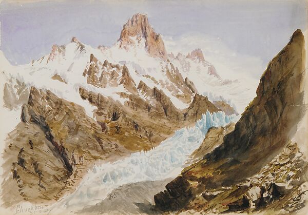 Matterhorn from Zmutt Glacier, Zermatt, recto (from "Splendid Mountain Watercolours" Sketchbook), John Singer Sargent (American, Florence 1856–1925 London), Watercolor and graphite on off-white wove paper, American
