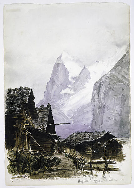 Eiger from Mürren (from "Splendid Mountain Watercolours" Sketchbook), John Singer Sargent (American, Florence 1856–1925 London), Watercolor and graphite on off-white wove paper, American 