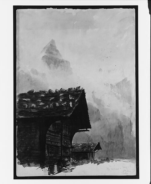 Chalets, Mürren,  recto (from "Splendid Mountain Watercolours" Sketchbook), John Singer Sargent (American, Florence 1856–1925 London), Watercolor on off-white wove paper, American