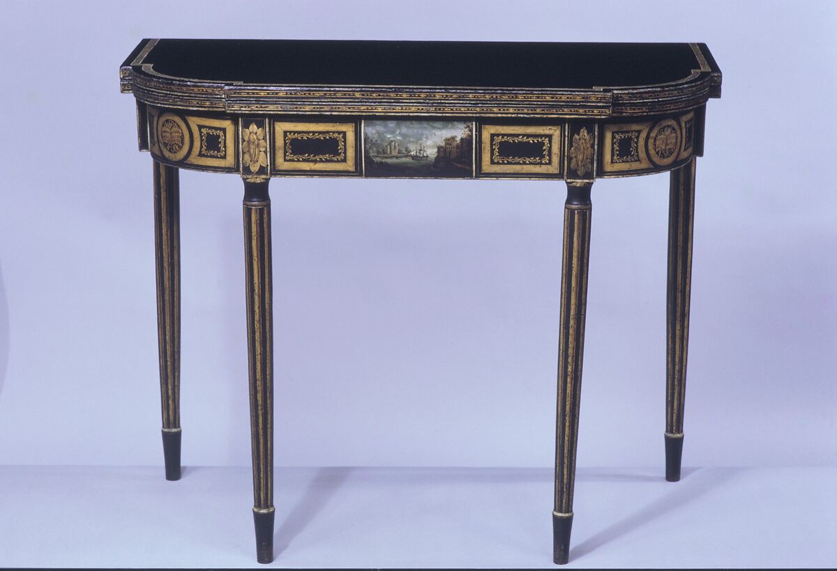 Card Table, Attributed to John Finlay (active ca. 1799–1833), Maple, oak, tulip, American 