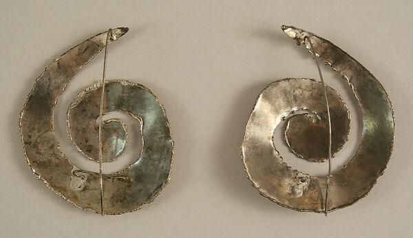 Earrings, Giorgio di Sant'Angelo (American, born Italy, 1933–1989), metal, American
