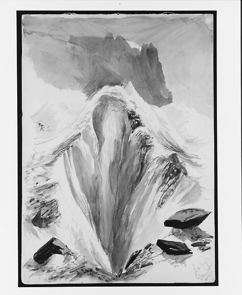Eismeer, Grindelwald, recto (from "Splendid Mountain Watercolours" Sketchbook), John Singer Sargent (American, Florence 1856–1925 London), Watercolor and graphite on off-white wove paper, American