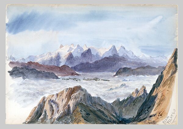 Iselle from  Mount Pilatus (from "Splendid Mountain Watercolours" Sketchbook), John Singer Sargent (American, Florence 1856–1925 London), Watercolor and graphite on off-white wove paper, American 