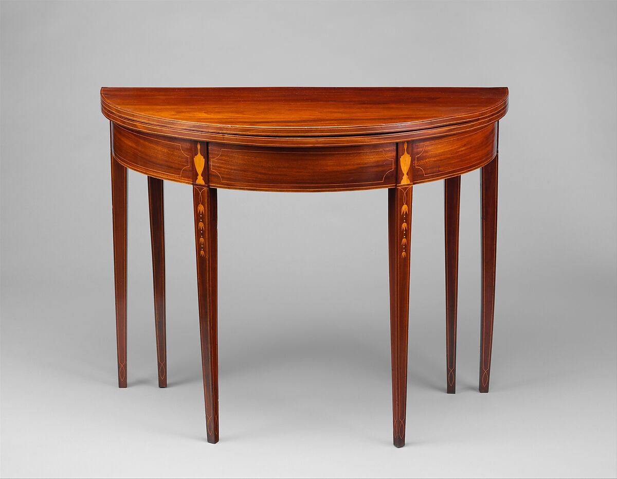 Card Table, Stephen Goddard  American, Mahogany, satinwood, ivory, tulip poplar, chestnut, American