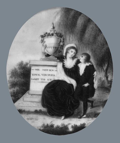 Memorial to Peter Philip Walter, Samuel Folwell (American, 1764–1813 Philadelphia, Pennsylvania), Watercolor on ivory rose gold locket with hair reserve verso, American 