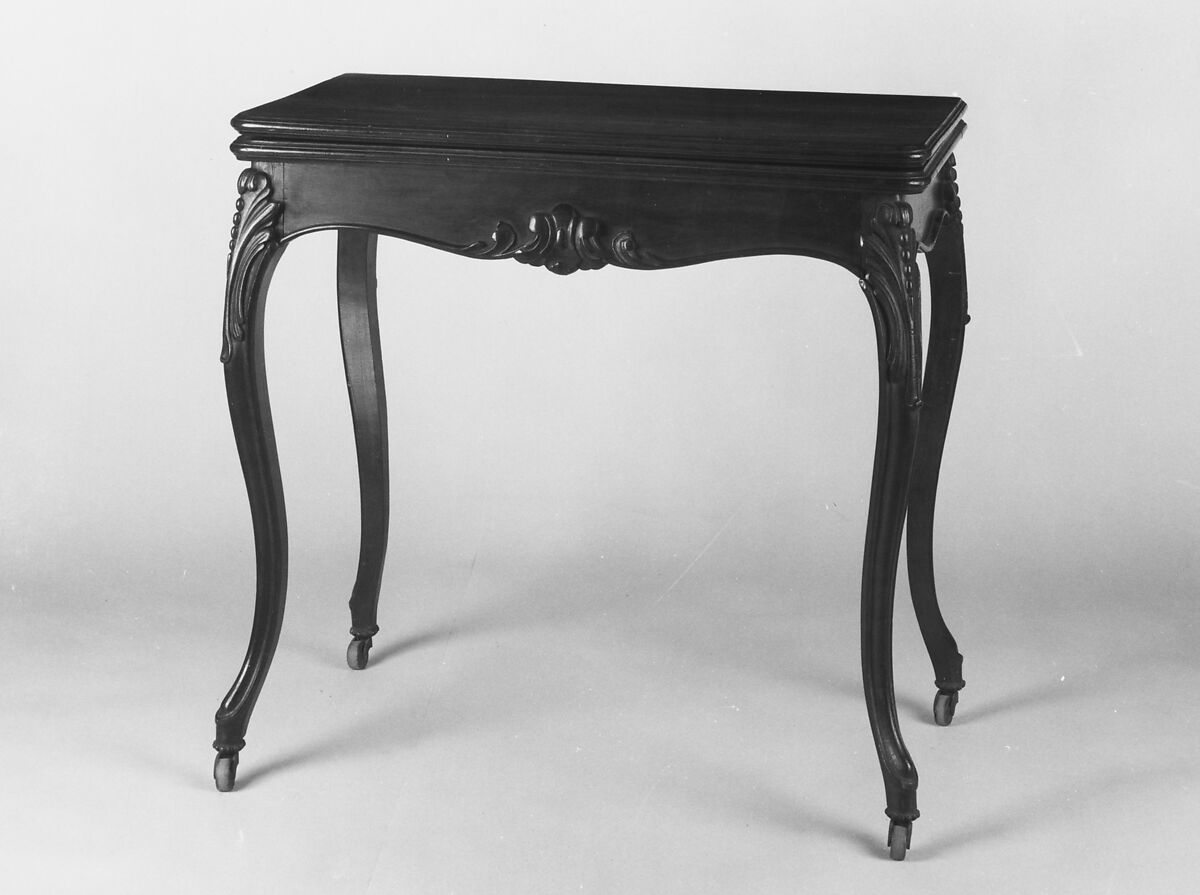 Card Table, E. W. Hutchings (active ca. 1830–92), Rosewood, maple, American 