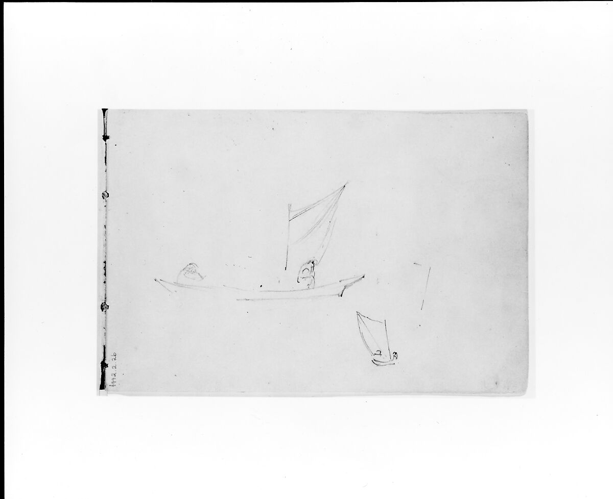 Sketches of Sailboats (from Sketchbook X), William Trost Richards (American, Philadelphia, Pennsylvania 1833–1905 Newport, Rhode Island), Graphite on off-white wove paper, American 