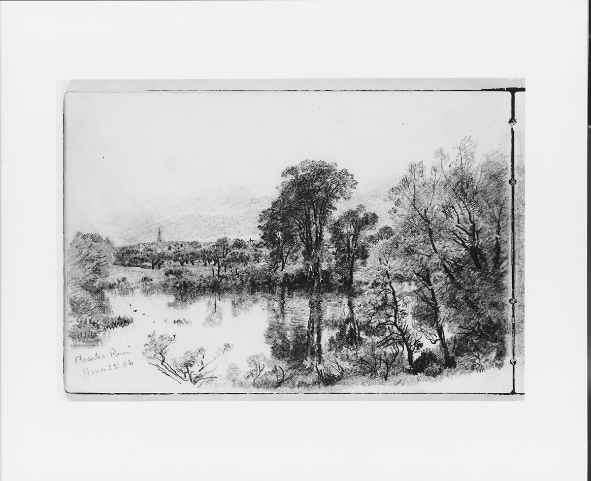 Sketchbook of New England and Pennsylvania Landscape and Marine Subjects, William Trost Richards (American, Philadelphia, Pennsylvania 1833–1905 Newport, Rhode Island), Drawings in graphite on off-white wove paper, bound in marbled brown cardboard, American