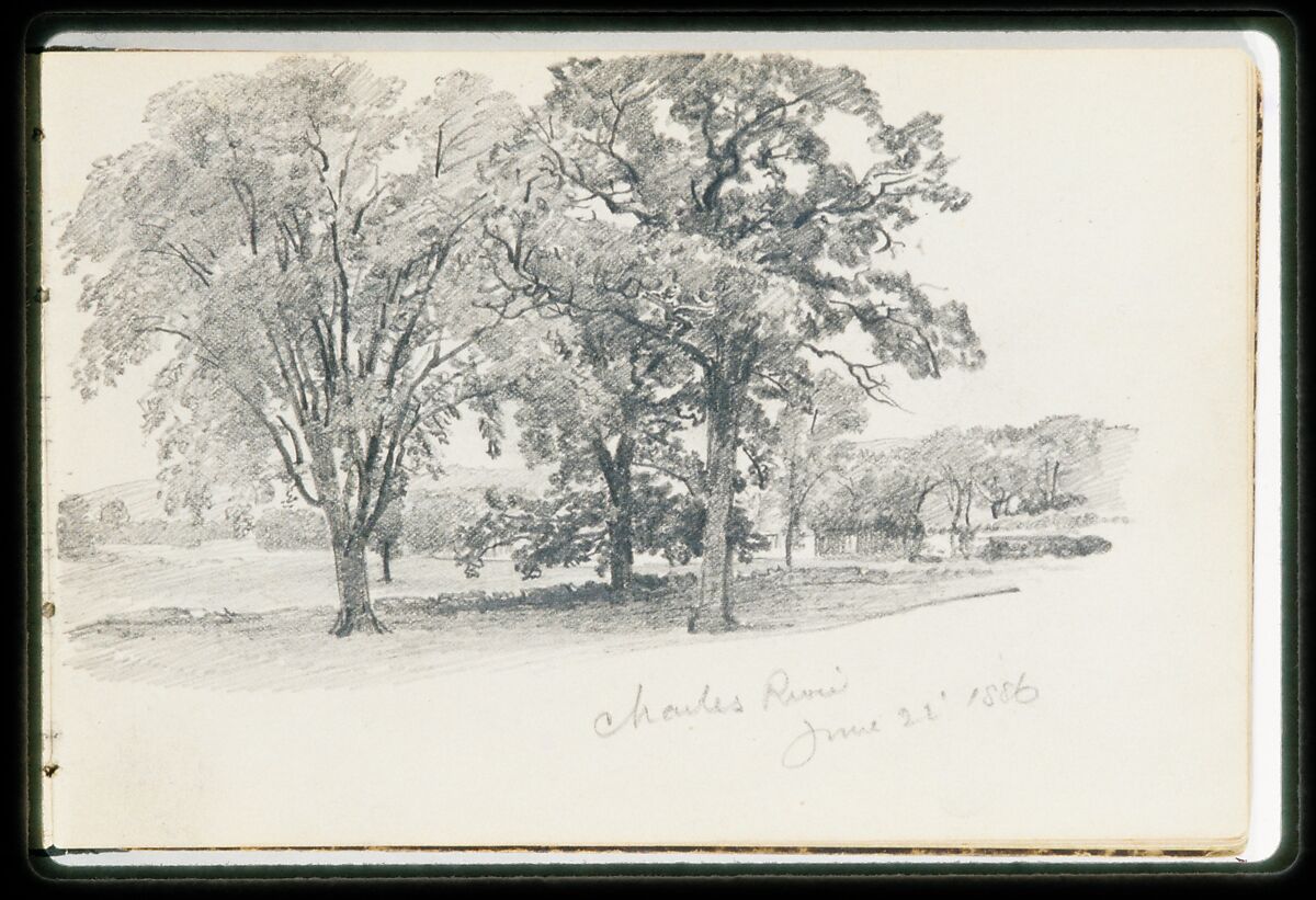 Sketchbook of New England and Pennsylvania Landscape and Marine Subjects, William Trost Richards (American, Philadelphia, Pennsylvania 1833–1905 Newport, Rhode Island), Drawings in graphite on off-white wove paper, bound in marbled brown cardboard, American