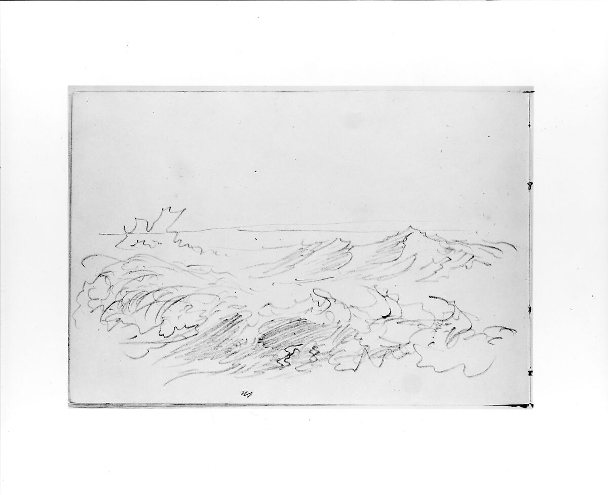 Sketchbook of New England and Pennsylvania Landscape and Marine Subjects, William Trost Richards (American, Philadelphia, Pennsylvania 1833–1905 Newport, Rhode Island), Drawings in graphite on off-white wove paper, bound in marbled brown cardboard, American
