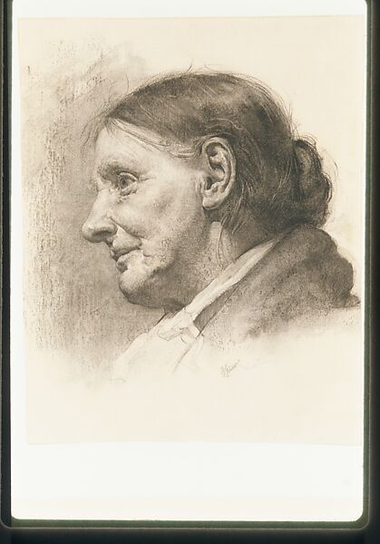 Character Study, Oscar Fehrer (1872–1958), Charcoal on off-white laid paper, lined with Japanese paper, American