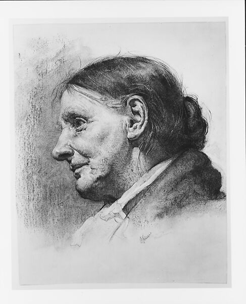 Character Study, Oscar Fehrer (1872–1958), Charcoal on off-white laid paper, lined with Japanese paper, American