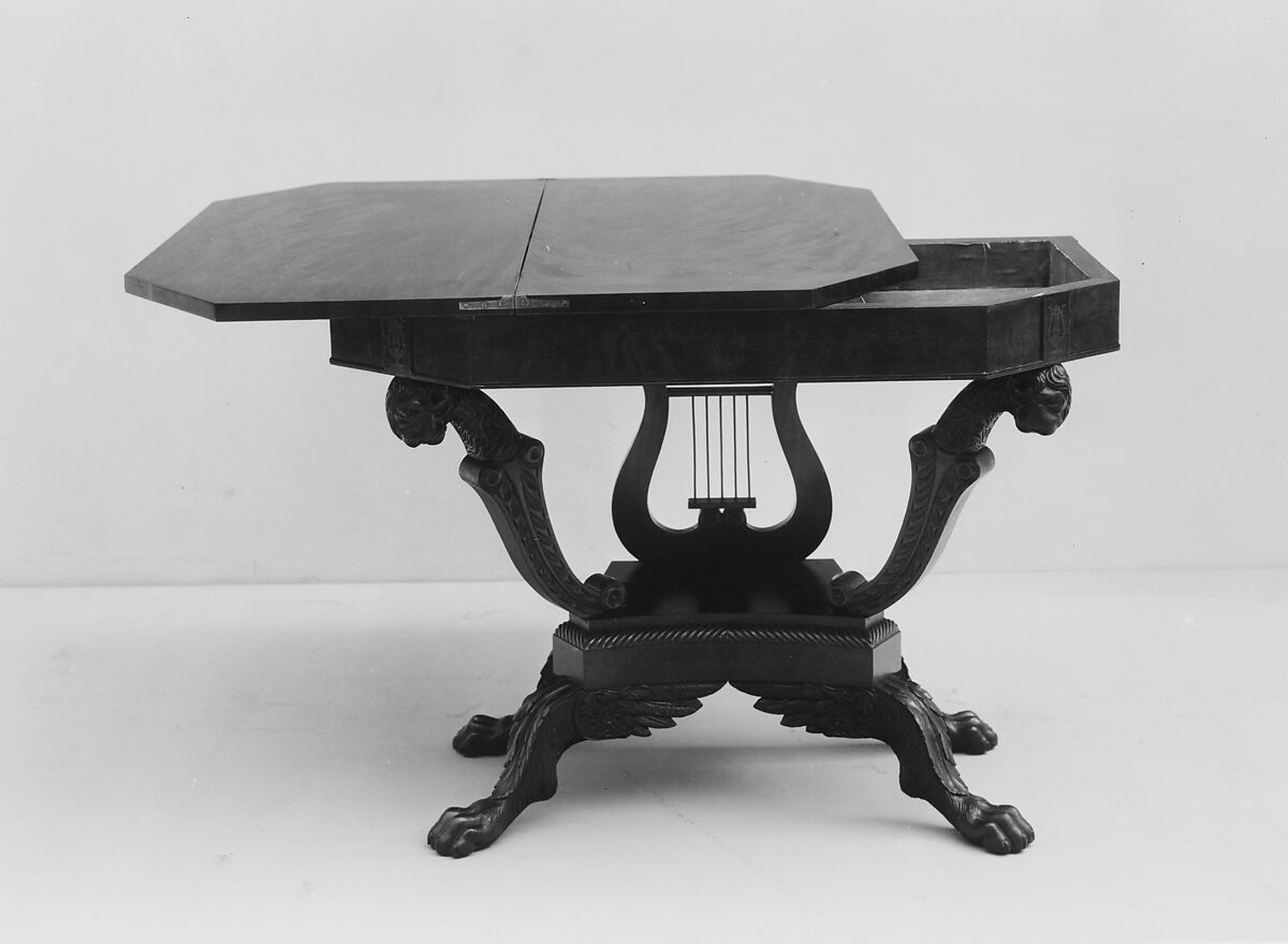 Card Table, Mahogany, brass, white pine, American