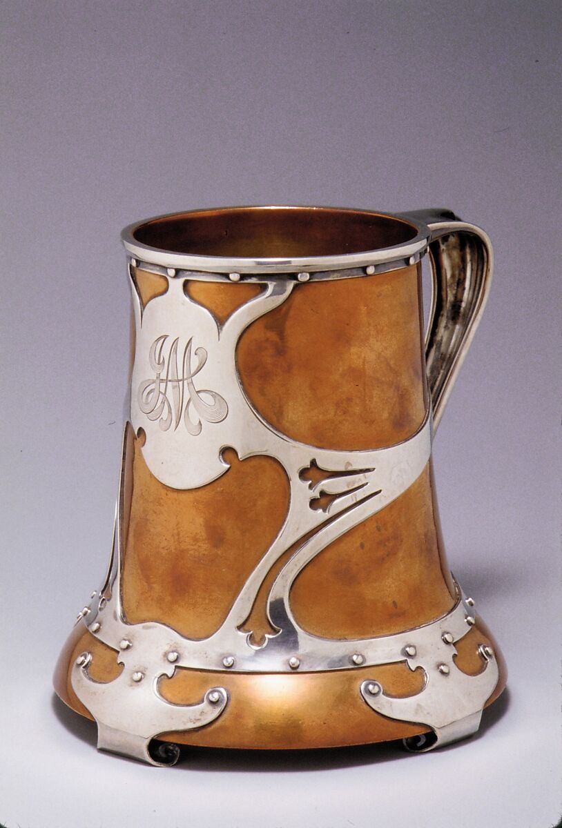 Tankard, Attributed to Thomas G. Brown and Sons (1881–ca. 1915), Copper, silver, and glass, American 