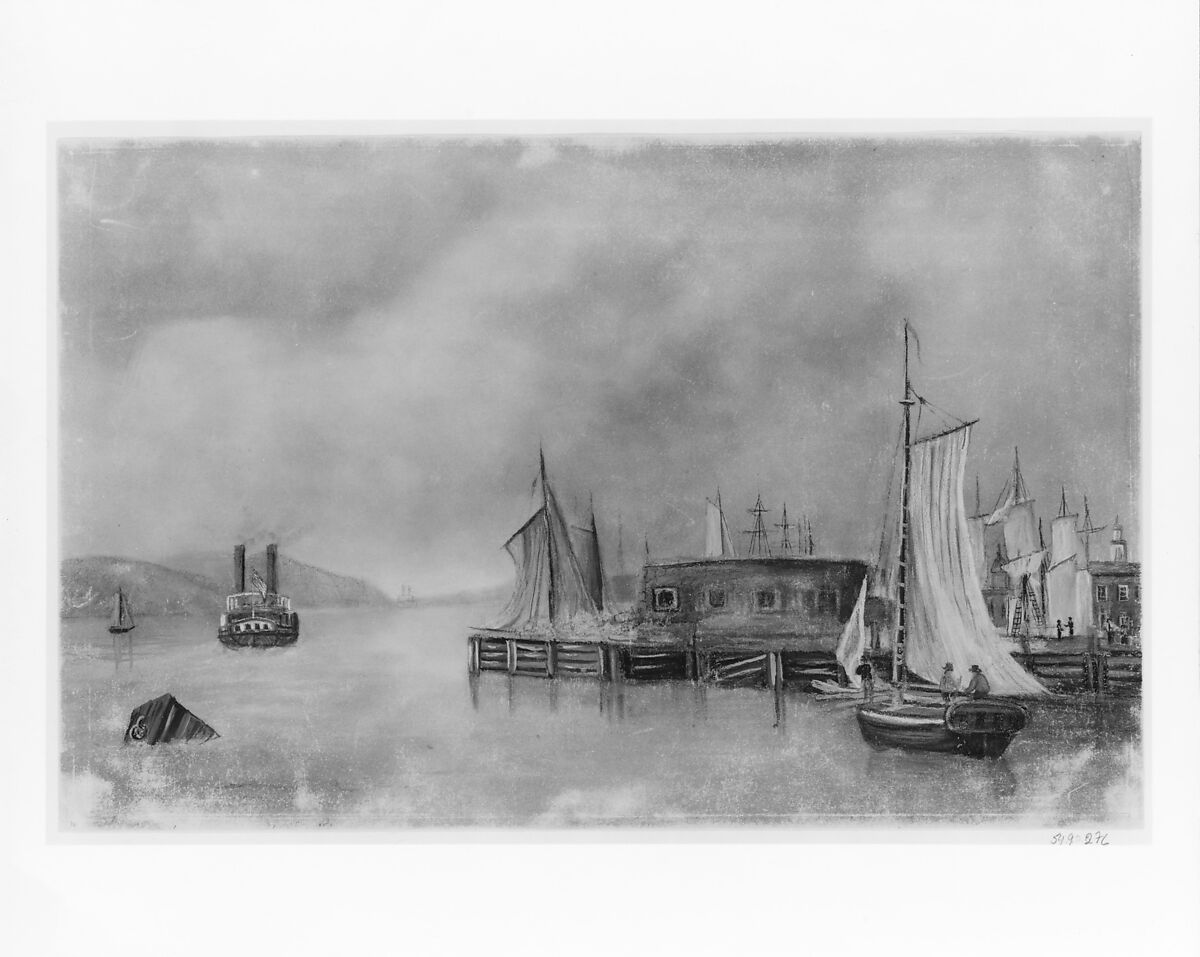 North Battery or "Red Fort", Paste, gouache, and fixative on off-white Bristol board prepared with pumice ("sand paper"), American