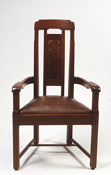 Armchair, Greene and Greene (1894–1916), Honduras mahogany, ebony, fruitwood, silver, copper, and mother-of-pearl, American