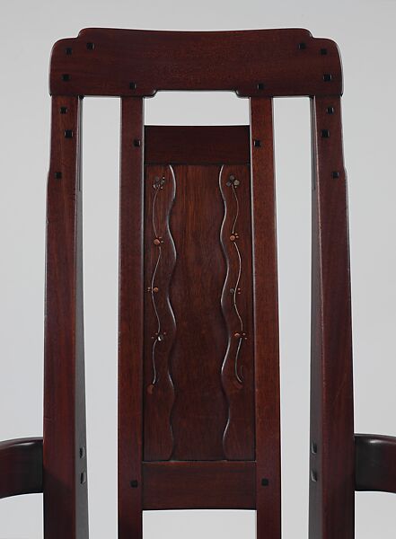 Armchair, Greene and Greene (1894–1916), Honduras mahogany, ebony, fruitwood, silver, copper, and mother-of-pearl, American