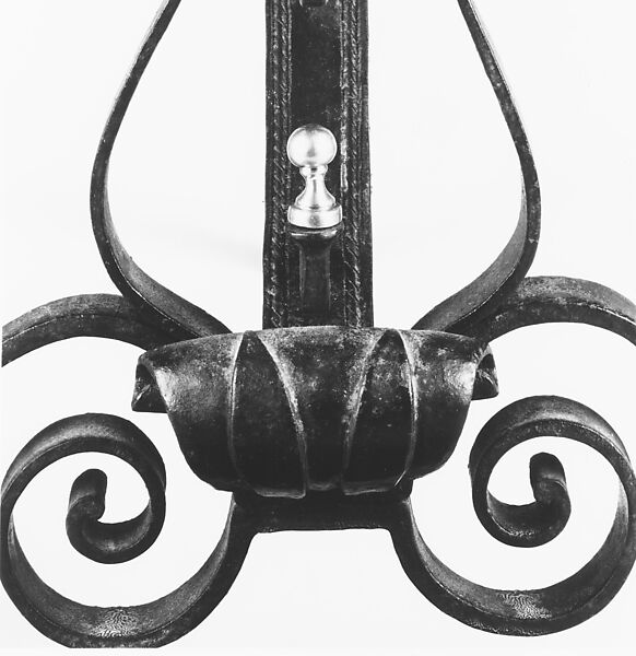 Andiron, Samuel Yellin (American, born Russian Empire [now Ukraine], Mohyliv Podilskyi (Mogilev Podolsky) 1884–1940 New York City), Wrought iron and brass, American