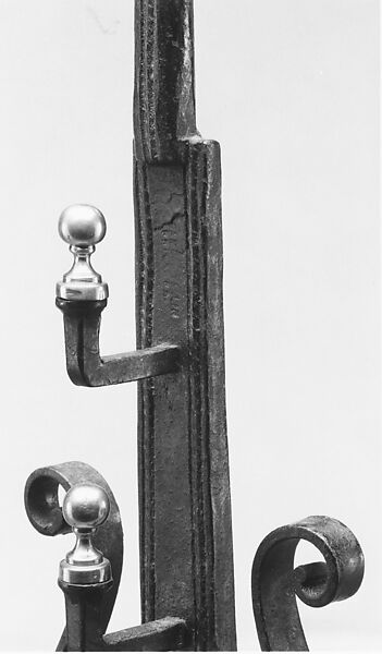 Andiron, Samuel Yellin (American, born Russian Empire [now Ukraine], Mohyliv Podilskyi (Mogilev Podolsky) 1884–1940 New York City), Wrought iron and brass, American
