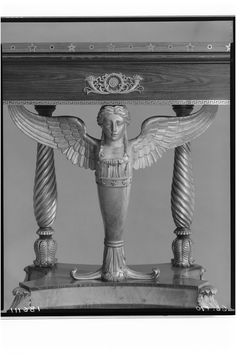 Card Table, Attributed to Charles-Honoré Lannuier (France 1779–1819 New York), Bird's-eye maple, rosewood, satinwood, mahogany, brass; secondary wood: pine, American