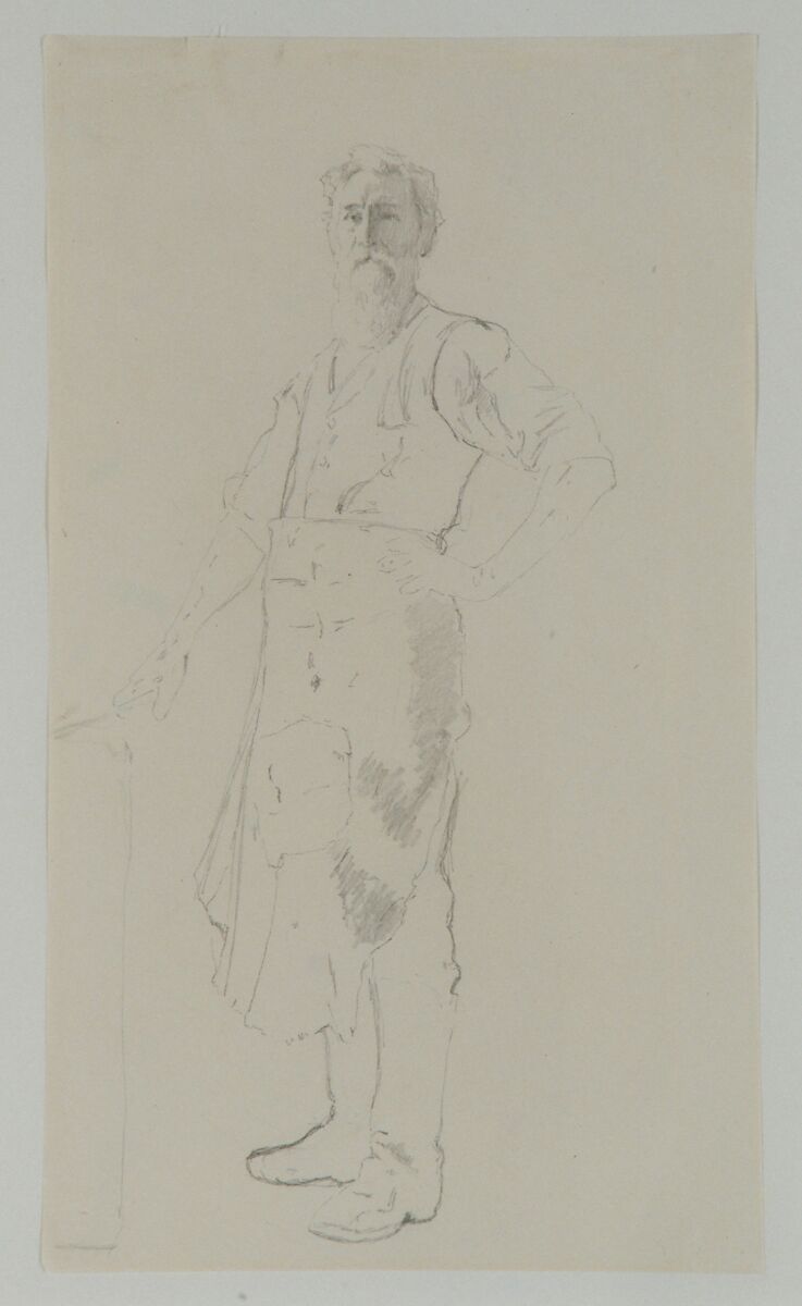 The Village Blacksmith, Thomas Hovenden (American (born Ireland), Dunmanway 1840–1895 Plymouth Meeting, Pennsylvania), Graphite on off-white wove paper, American