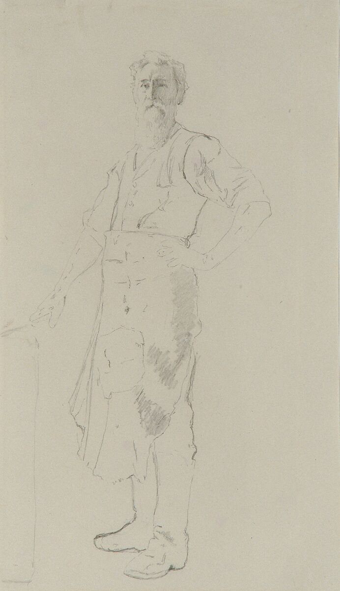 The Village Blacksmith, Thomas Hovenden (American (born Ireland), Dunmanway 1840–1895 Plymouth Meeting, Pennsylvania), Graphite on off-white wove paper, American 