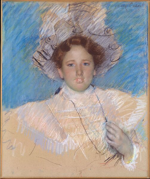 Adaline Havemeyer in a White Hat, Mary Cassatt (American, Pittsburgh, Pennsylvania 1844–1926 Le Mesnil-Théribus, Oise), Pastel on wove paper, mounted on canvas, American