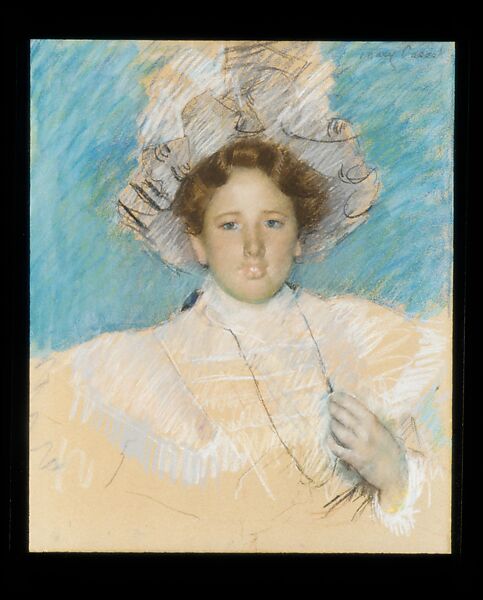 Adaline Havemeyer in a White Hat, Mary Cassatt (American, Pittsburgh, Pennsylvania 1844–1926 Le Mesnil-Théribus, Oise), Pastel on wove paper, mounted on canvas, American