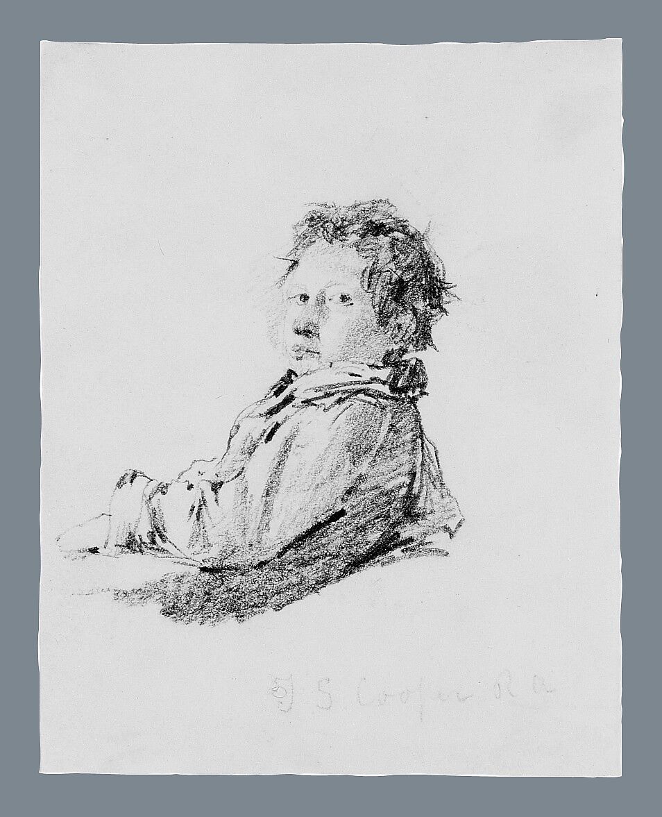 Study of a Boy (from McGuire Scrapbook), Thomas Sidney Cooper (British, Canterbury, Kent 1803–1902 Harbledown), Graphite on off-white wove paper, American
