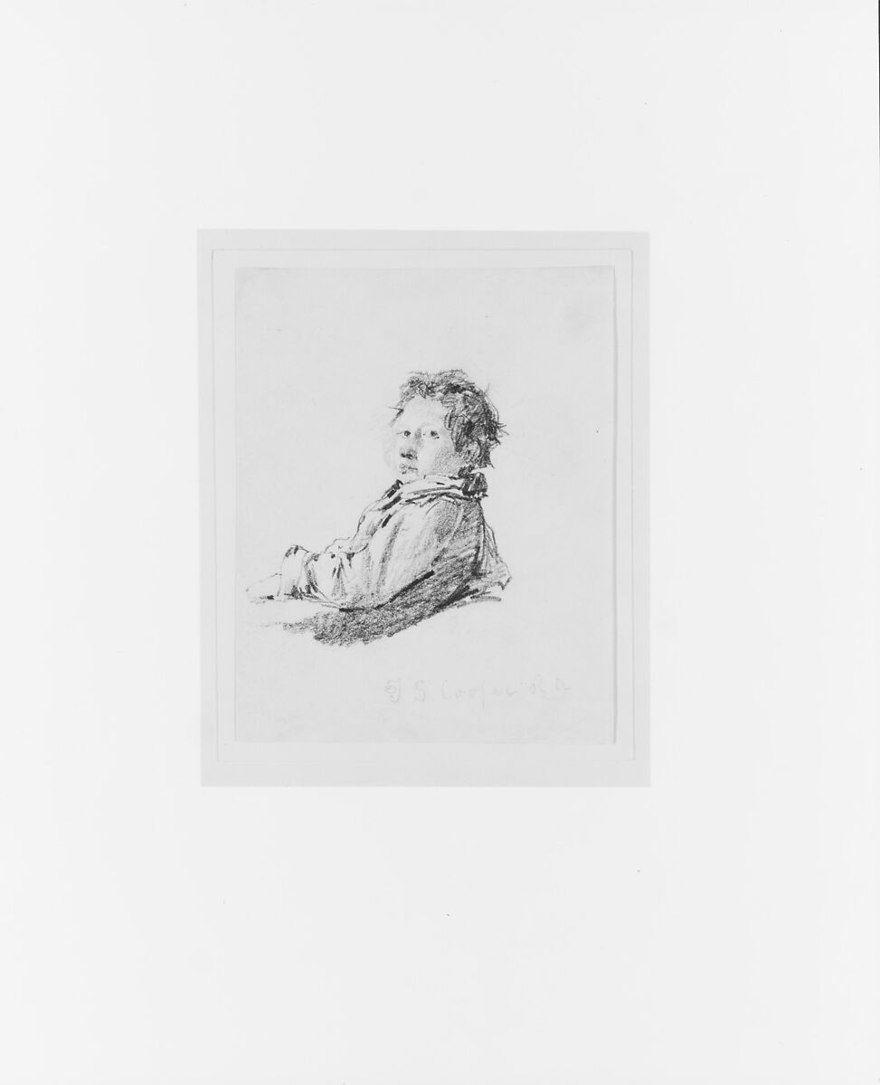 Study of a Boy (from McGuire Scrapbook), Thomas Sidney Cooper (British, Canterbury, Kent 1803–1902 Harbledown), Graphite on off-white wove paper, American 