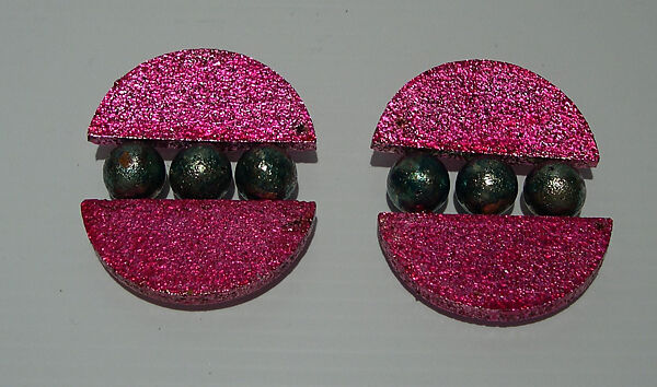 Earrings, Giorgio di Sant&#39;Angelo (American, born Italy, 1933–1989), plastic, cork, metal, American 